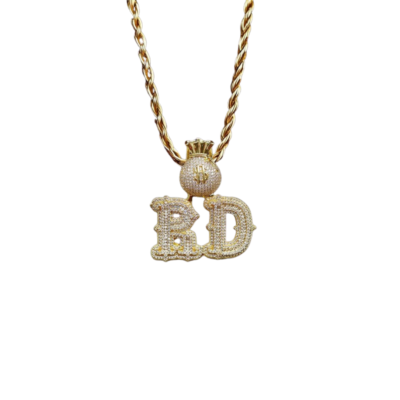 Bold BD Letter Gold Pendant