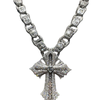 Bold Iced Cross Pendant Chain