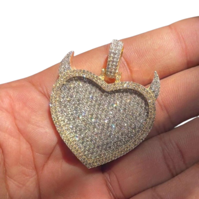 Iced Out Devil Heart Pendant