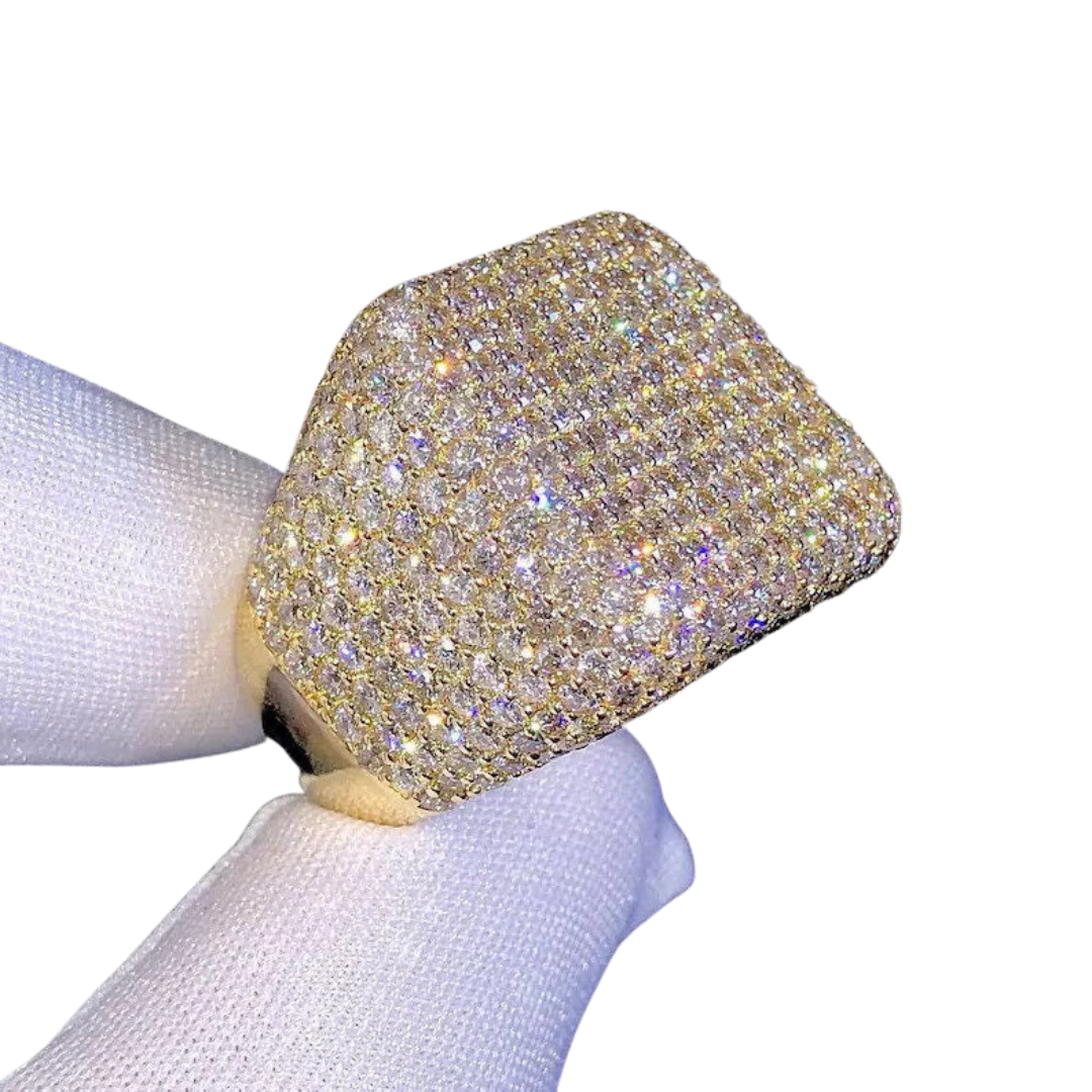 Fully Iced Gold Statement Ring