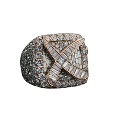 Iced Out Baguette Cross Ring