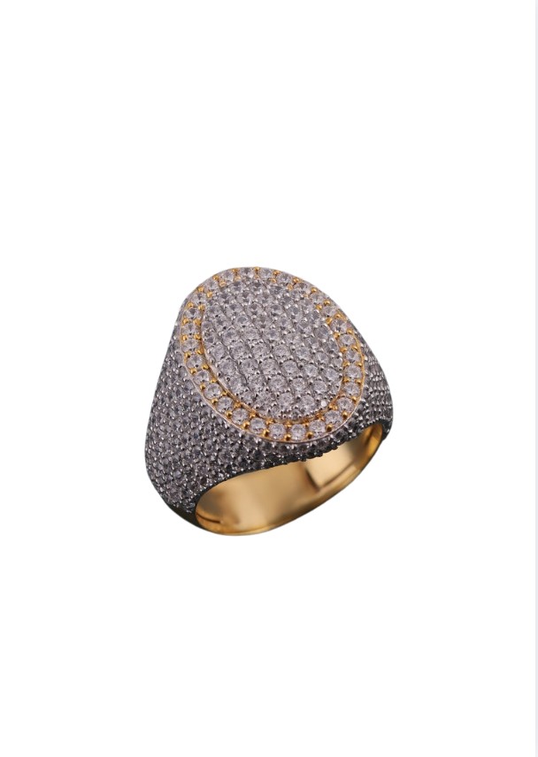 Iced Oval Diamond Statement Ring