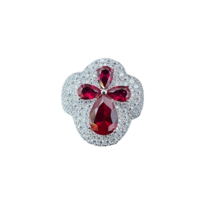 Luxury Ruby Diamond Cluster Ring