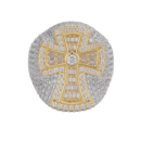 Two Tone Diamond Cross Statement Ring