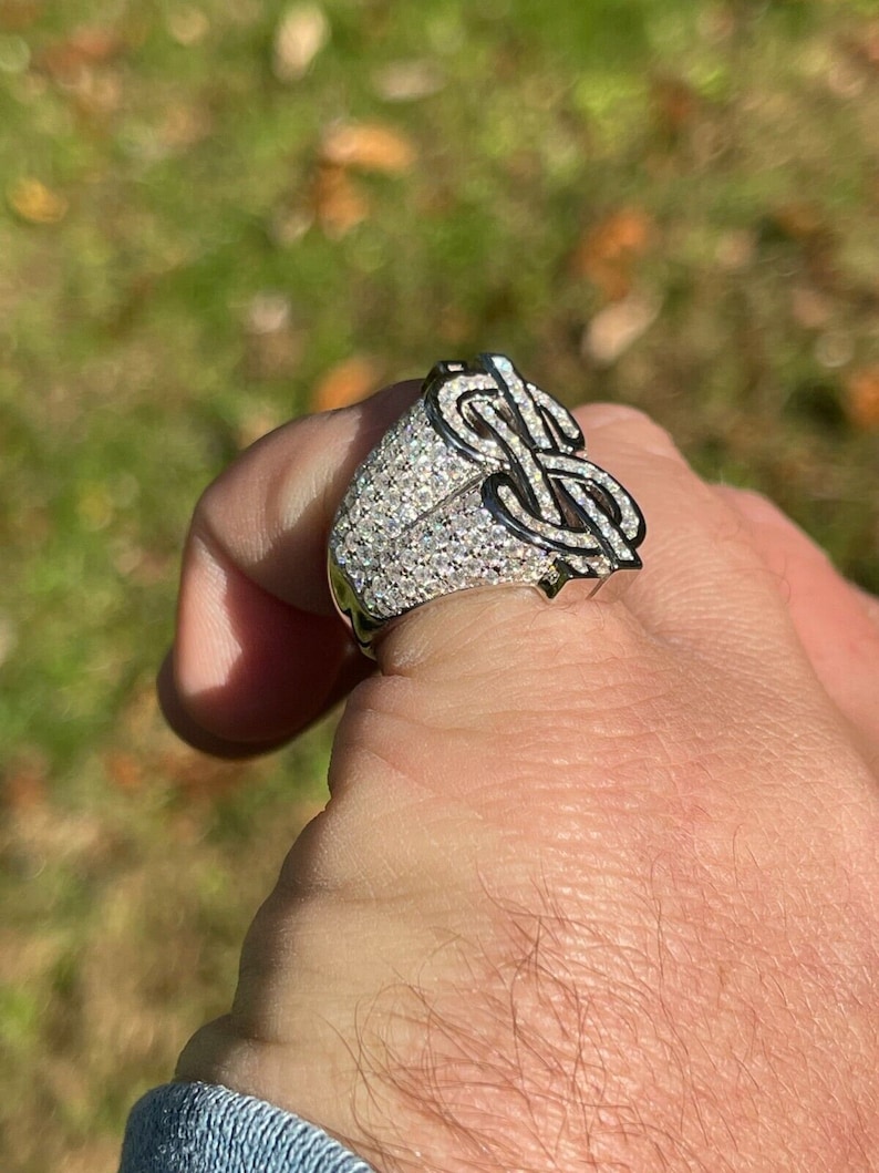 Iced Out Dollar Sign Ring - Image 2