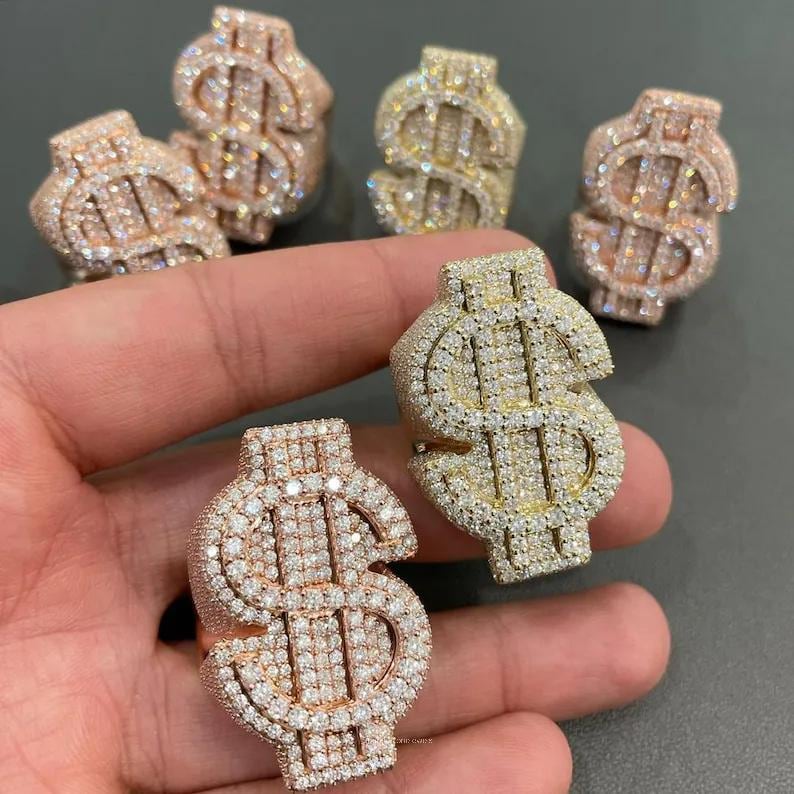 Iced Out Dollar Sign Ring - Image 3