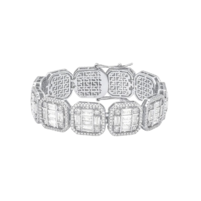 Baguette Diamond Cluster Statement Bracelet