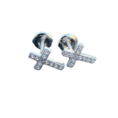 Cross Diamond Stud Earrings