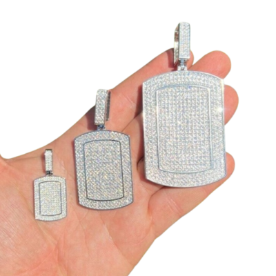 Iced Out Pave Dog Tag Pendant
