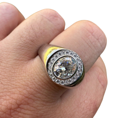 Large Round Diamond Halo Statement Ring