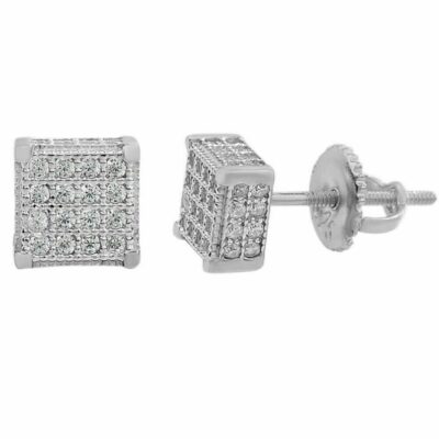 Square Stud Earrings Screw Back
