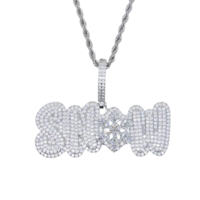 Iced Out Snowflake Name Pendant