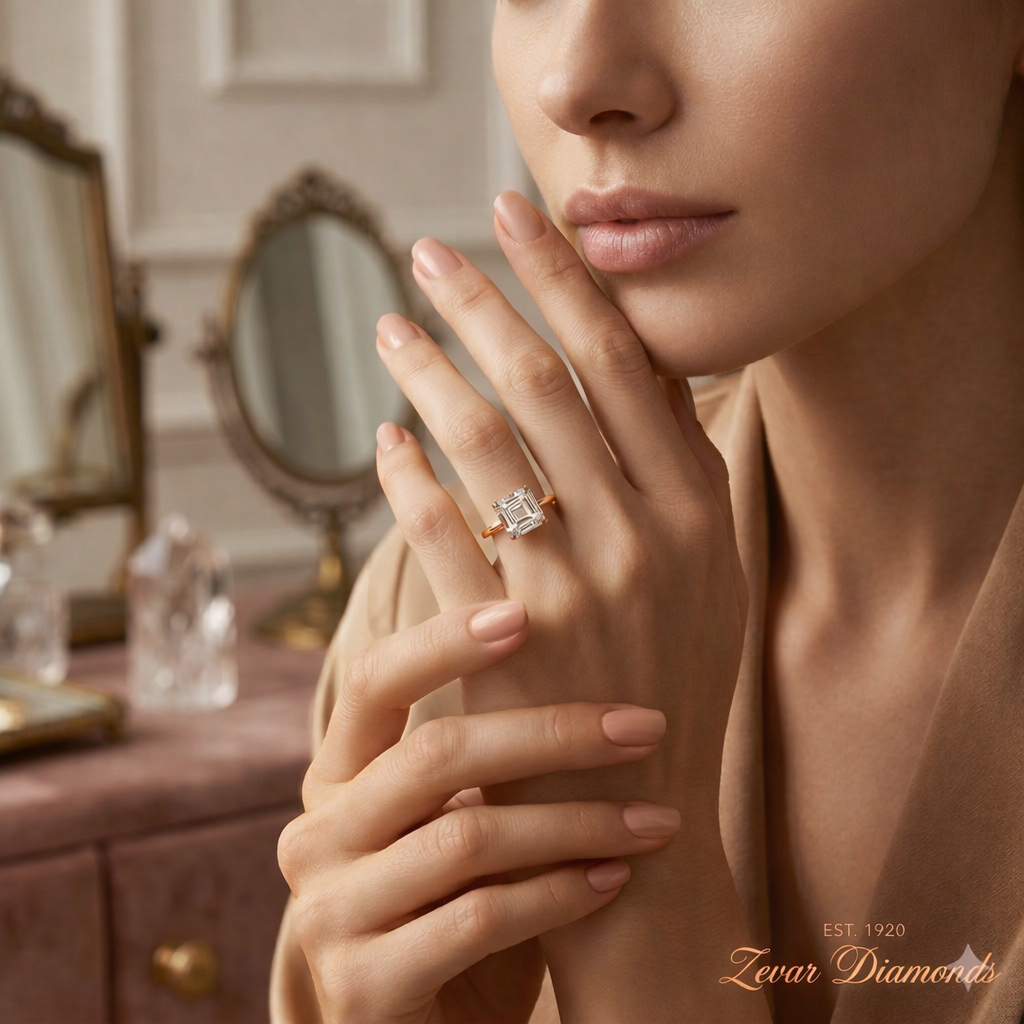 IGI Certified Lab Grown Diamond Engagement Ring Asscher Cut Solitaire for Women - Image 12