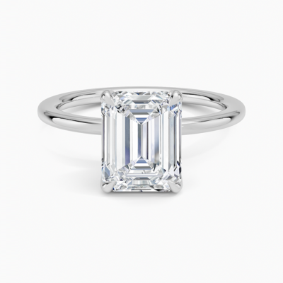 IGI Certified Lab Grown Diamond Engagement Ring Emerald Cut Solitaire for Women