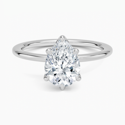 IGI Certified Lab Grown Diamond Engagement Ring Pear Cut Solitaire for Women