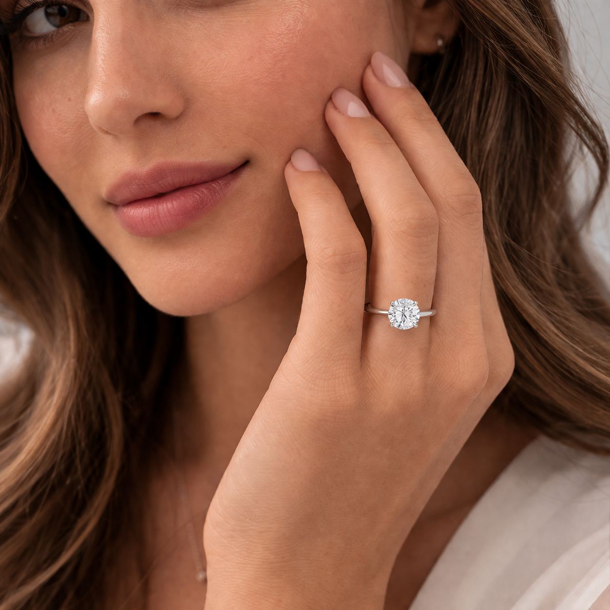 Lab Grown Diamond Engagement Ring Round Cut Solitaire for Women - Image 4