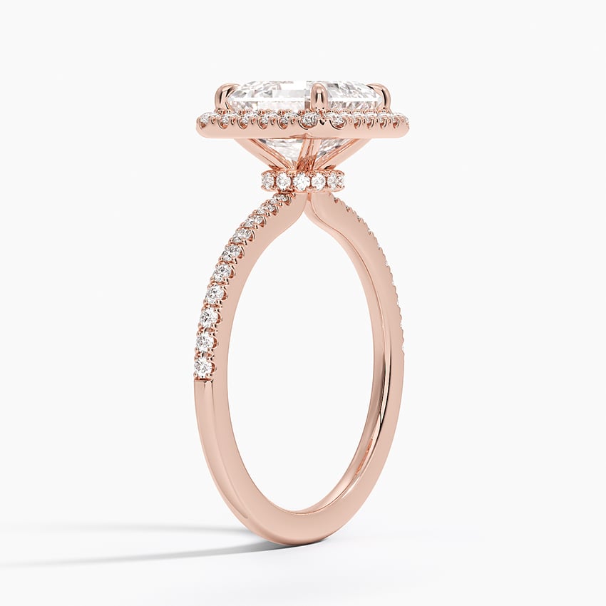 Lab Grown Diamond Engagement Ring Asscher Cut Hidden Halo Pavé Ring for Women - Image 10