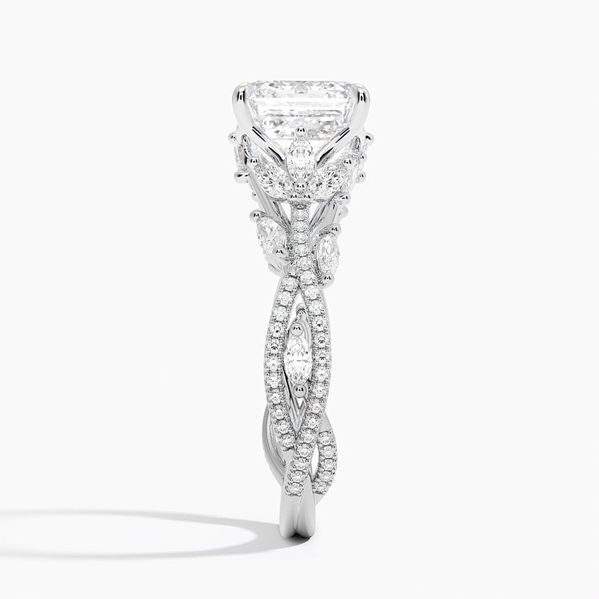 Lab Grown Diamond Engagement Ring Asscher Cut Pave Style Ring for Women - Image 3