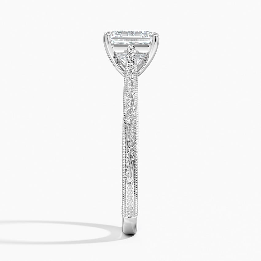 Lab Grown Diamond Engagement Ring Asscher Cut Vintage Style Ring for Women - Image 3