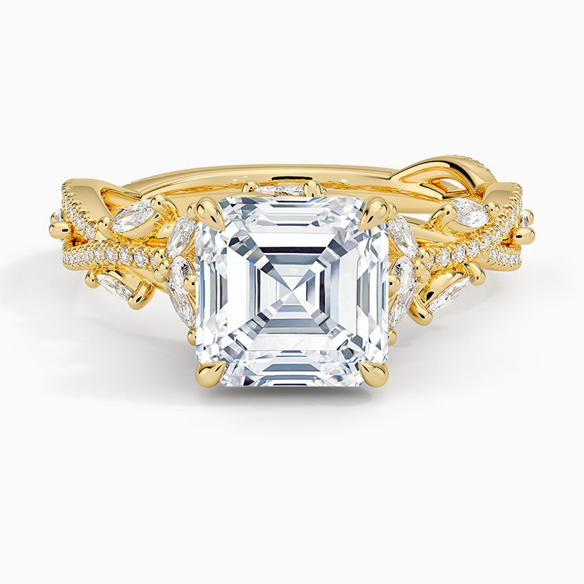 Lab Grown Diamond Engagement Ring Asscher Cut Pave Style Ring for Women - Image 5