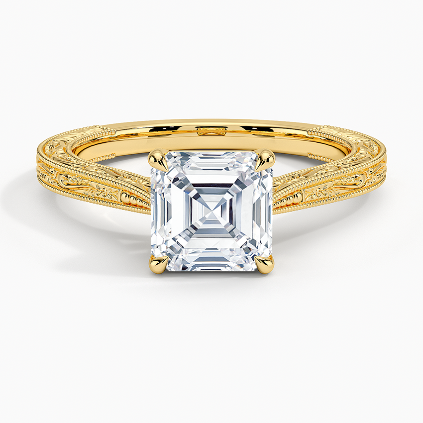 Lab Grown Diamond Engagement Ring Asscher Cut Vintage Style Ring for Women - Image 5