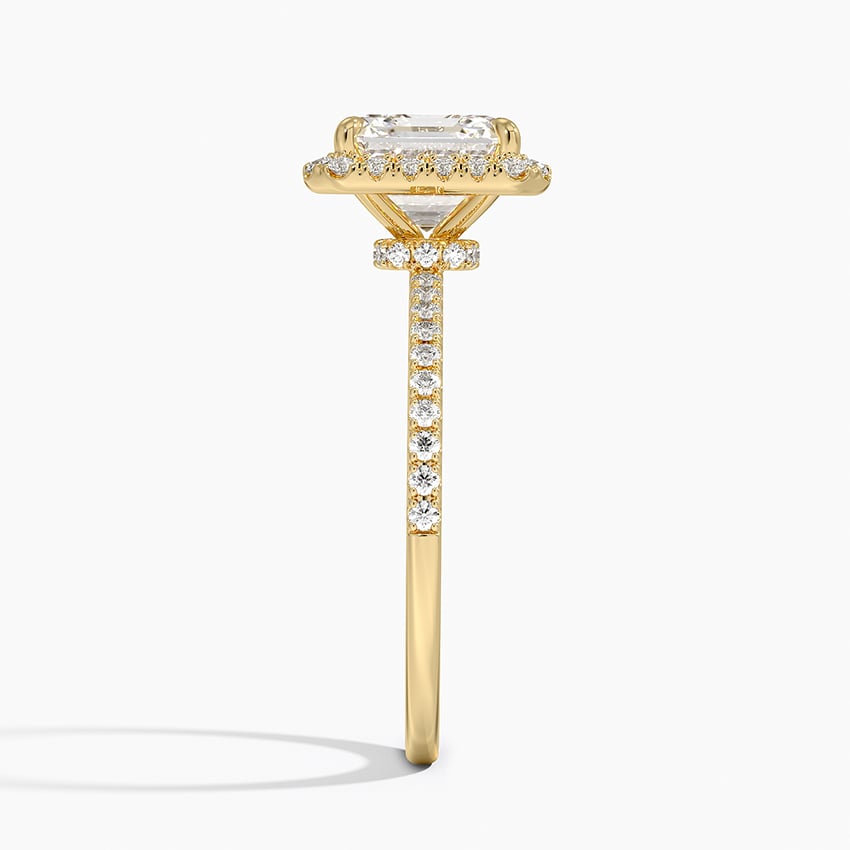 Lab Grown Diamond Engagement Ring Asscher Cut Hidden Halo Pavé Ring for Women - Image 7
