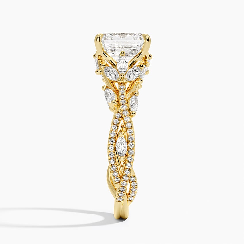 Lab Grown Diamond Engagement Ring Asscher Cut Pave Style Ring for Women - Image 7