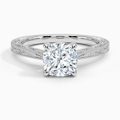 IGI Certified Lab Grown Diamond Engagement Ring Cushion Cut Vintage Style Ring for Women
