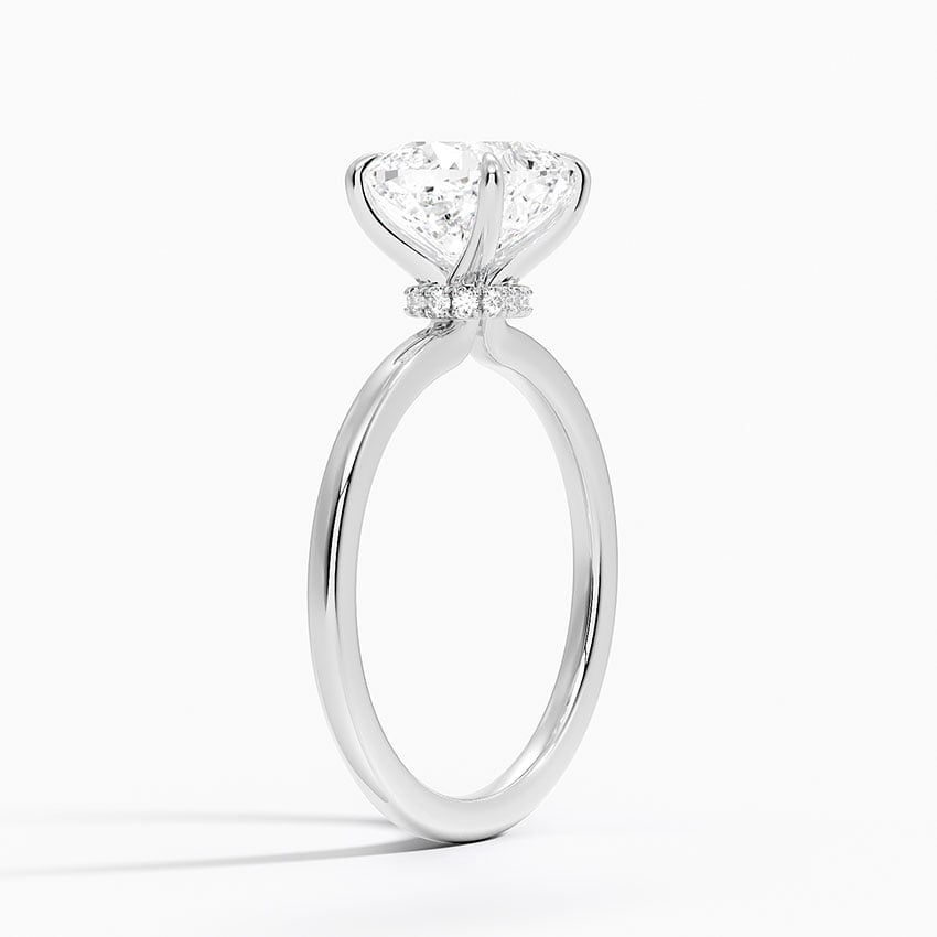 Lab Grown Diamond Engagement Ring Cushion Cut Hidden-Halo Style Ring for Women - Image 2