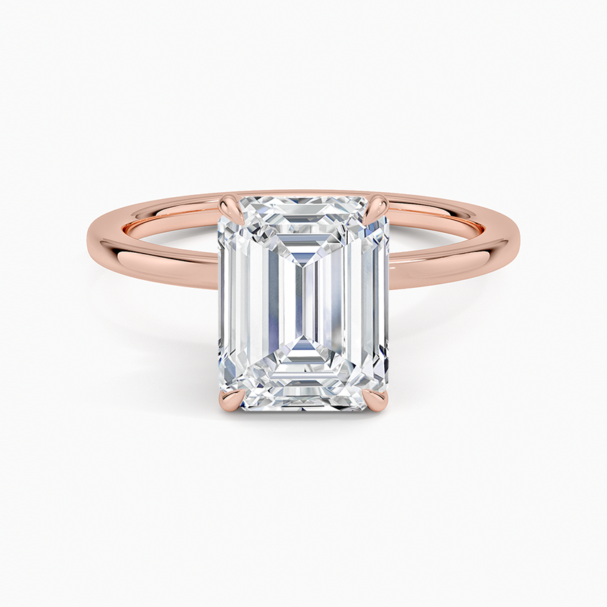 IGI Certified Lab Grown Diamond Engagement Ring Emerald Cut Hidden-Halo Style Ring for Women - Image 5