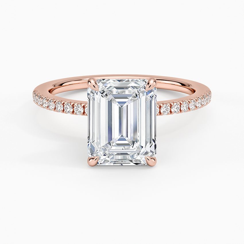 IGI Certified Lab Grown Diamond Engagement Ring Classic Emerald with Hidden Halo and Pavé Band Ring for Women - Image 9
