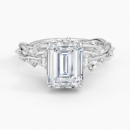 IGI Certified Lab Grown Diamond Engagement Ring Emerald Cut Vintage Inspired Floral for Women