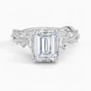 IGI Certified Lab Grown Diamond Engagement Ring Emerald Cut Pave Style Ring for Women