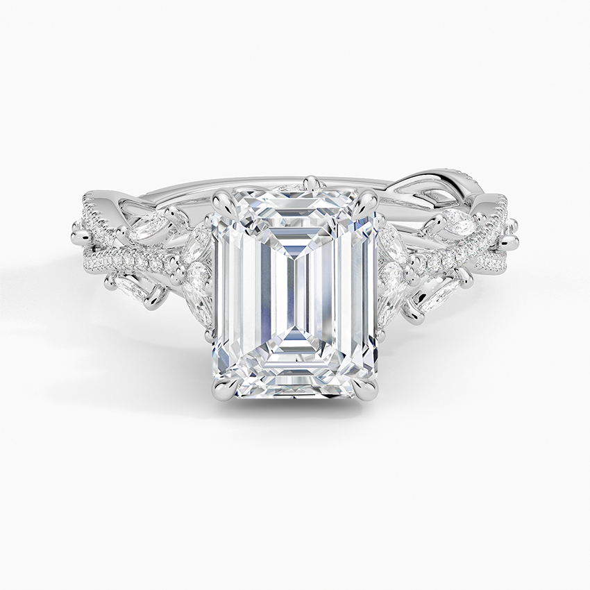IGI Certified Lab Grown Diamond Engagement Ring Emerald Cut Pave Style Ring for Women