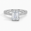 IGI Certified Lab Grown Diamond Engagement Ring Emerald Cut Vintage Style Ring for Women