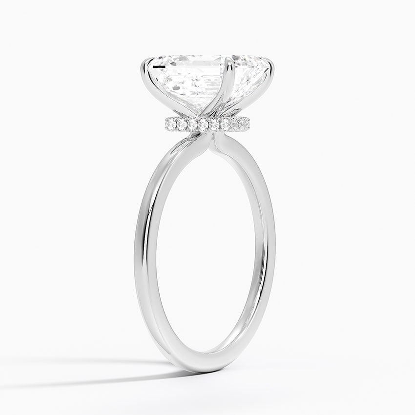 IGI Certified Lab Grown Diamond Engagement Ring Emerald Cut Hidden-Halo Style Ring for Women - Image 2