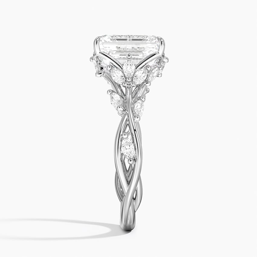 Lab Grown Diamond Engagement Ring Emerald Cut Vintage Inspired Floral for Women - Image 4