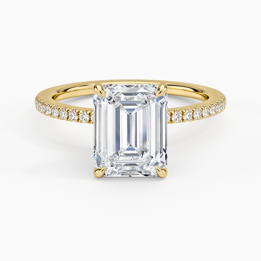 IGI Certified Lab Grown Diamond Engagement Ring Classic Emerald with Hidden Halo and Pavé Band Ring for Women - Image 5