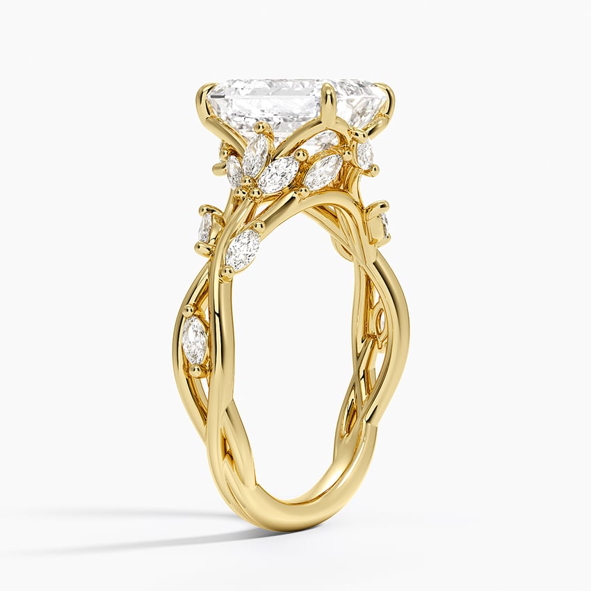 Lab Grown Diamond Engagement Ring Emerald Cut Vintage Inspired Floral for Women - Image 8