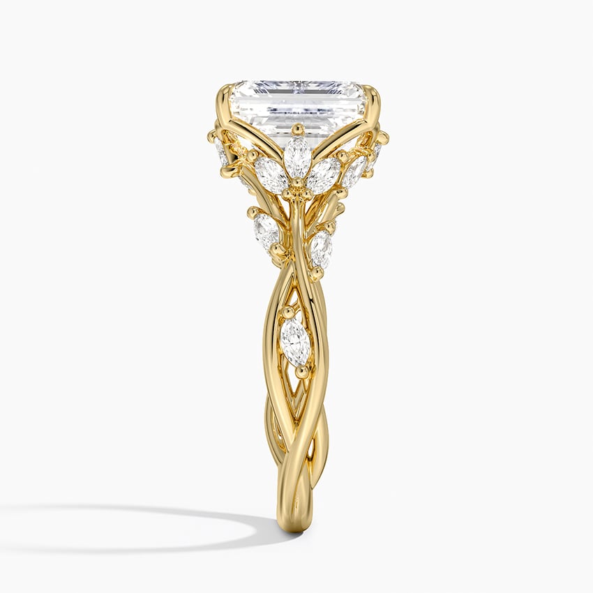 Lab Grown Diamond Engagement Ring Emerald Cut Vintage Inspired Floral for Women - Image 9