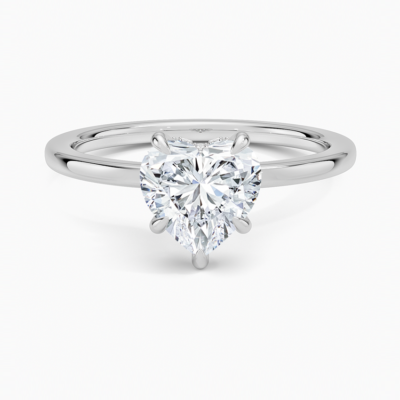 IGI Certified Lab Grown Diamond Engagement Ring Heart Cut Hidden-Halo Style Ring for Women