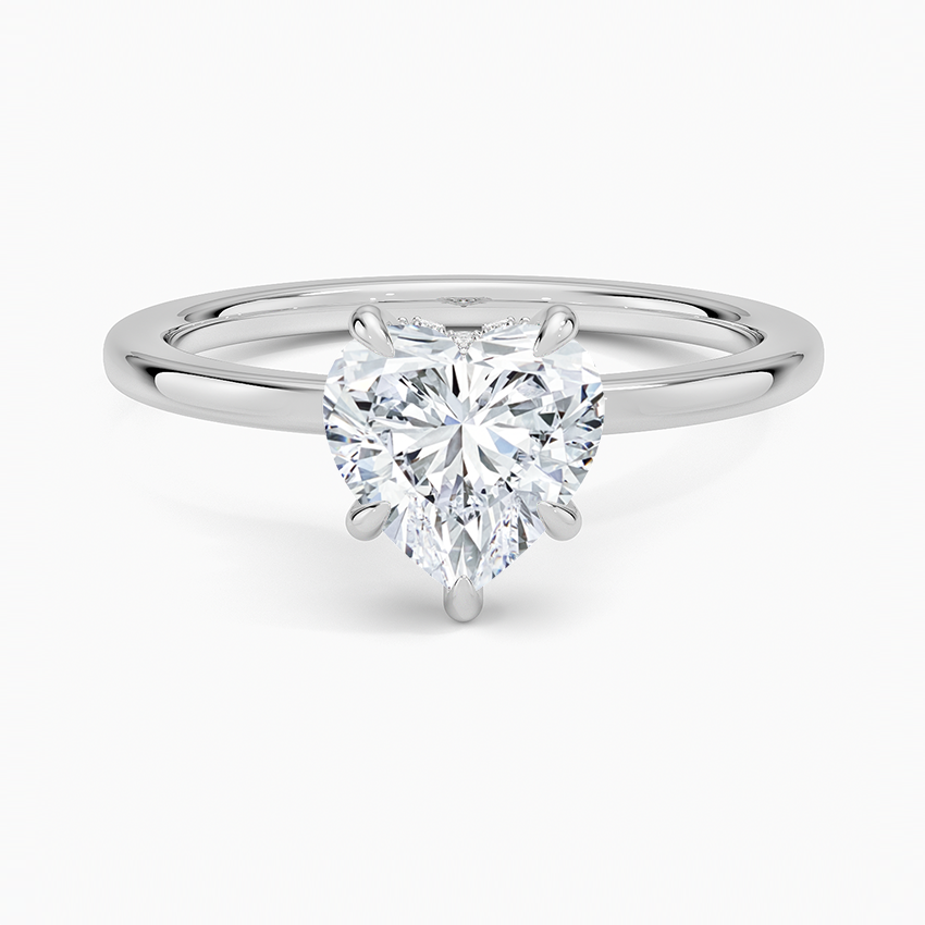 IGI Certified Lab Grown Diamond Engagement Ring Heart Cut Hidden-Halo Style Ring for Women