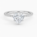 IGI Certified Lab Grown Diamond Engagement Ring Classic Heart with Hidden Halo and Pavé Band Ring for Women