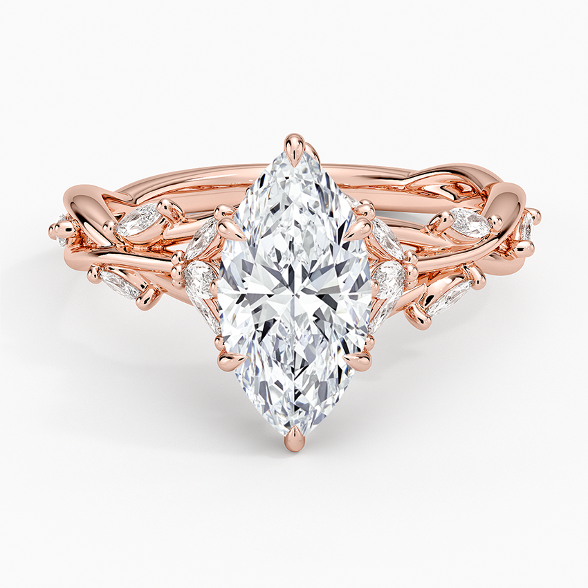 IGI Certified Lab Grown Diamond Engagement Ring Marquise Cut Vintage Inspired Floral for Women - Image 9