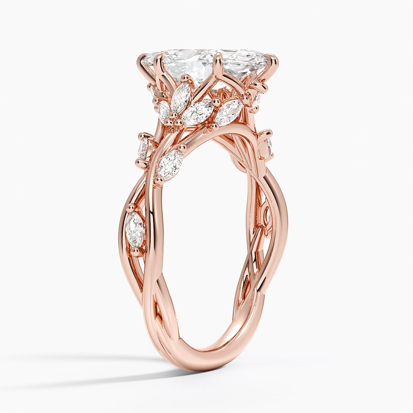 IGI Certified Lab Grown Diamond Engagement Ring Marquise Cut Vintage Inspired Floral for Women - Image 10
