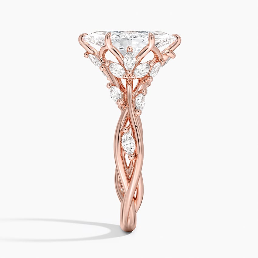 IGI Certified Lab Grown Diamond Engagement Ring Marquise Cut Vintage Inspired Floral for Women - Image 11