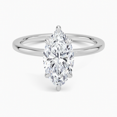 IGI Certified Lab Grown Diamond Engagement Ring Marquise Cut Hidden-Halo Style Ring for Women