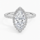 IGI Certified Lab Grown Diamond Engagement Ring Marquise Cut Hidden Halo Pavé Ring for Women