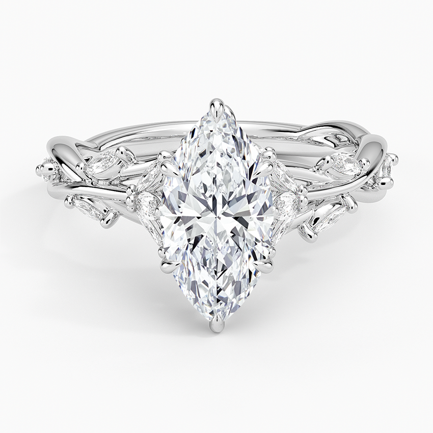 IGI Certified Lab Grown Diamond Engagement Ring Marquise Cut Vintage Inspired Floral for Women