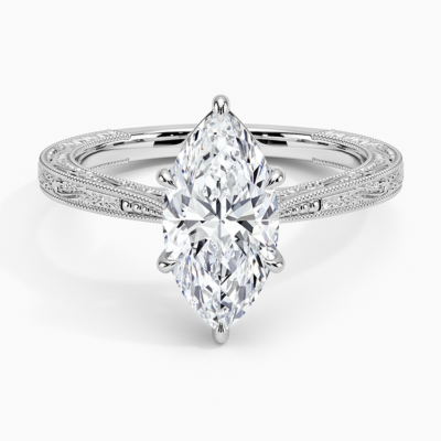 IGI Certified Lab Grown Diamond Engagement Ring Marquise Cut Vintage Style Ring for Women